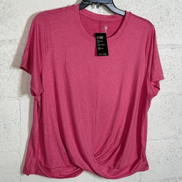 ID Ideology Plus Size Active Solid Twist-Front Top, Pink Dragon 2X - Picture 3 of 7